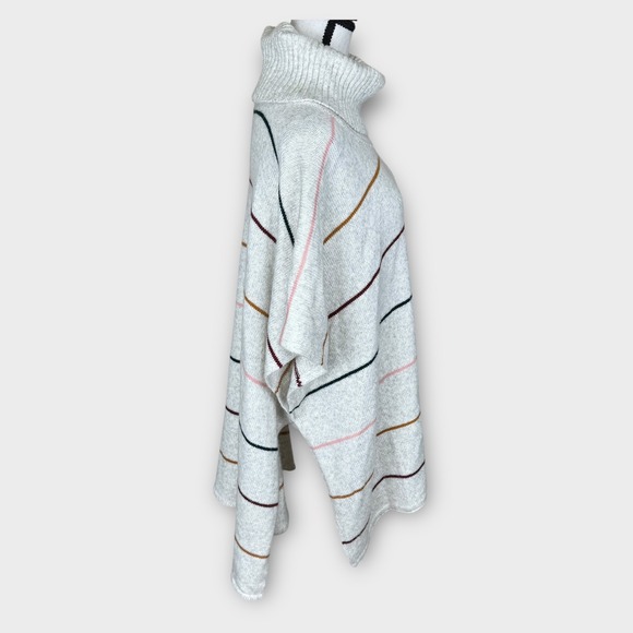 LOFT Striped Cowl Neck Poncho Sweater Cape Pullover Knit XS/S Oversized Cozy - Picture 8 of 10